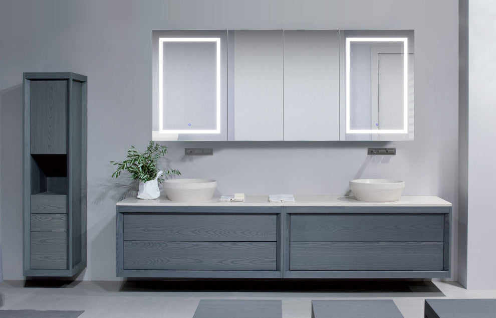 84x36 LLRR, Recessed Or Surface Mount Medicine Cabinet 12 Shelves, LED
