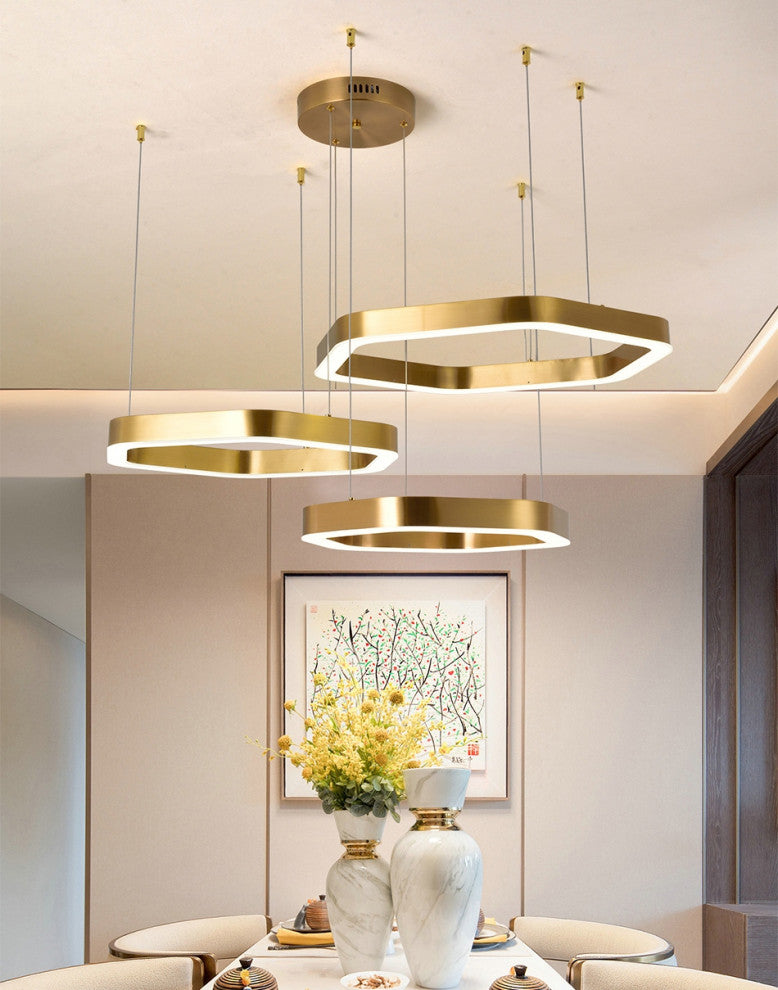 Hexagon combined ring lamps for living room, dining room, bedroom., 32x39x47''