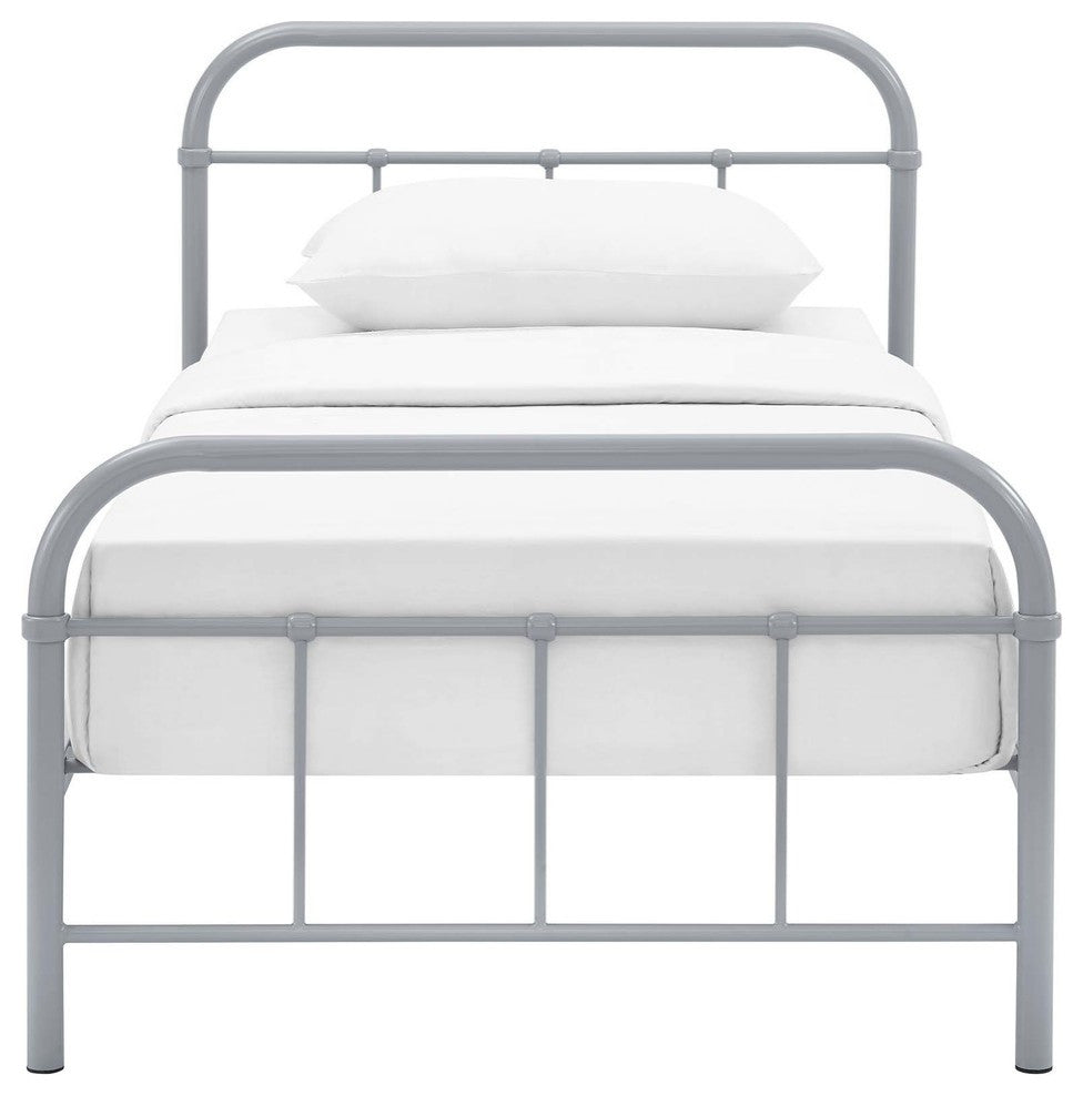 Modway Maisie Twin Stainless Steel Bed Frame, Gray