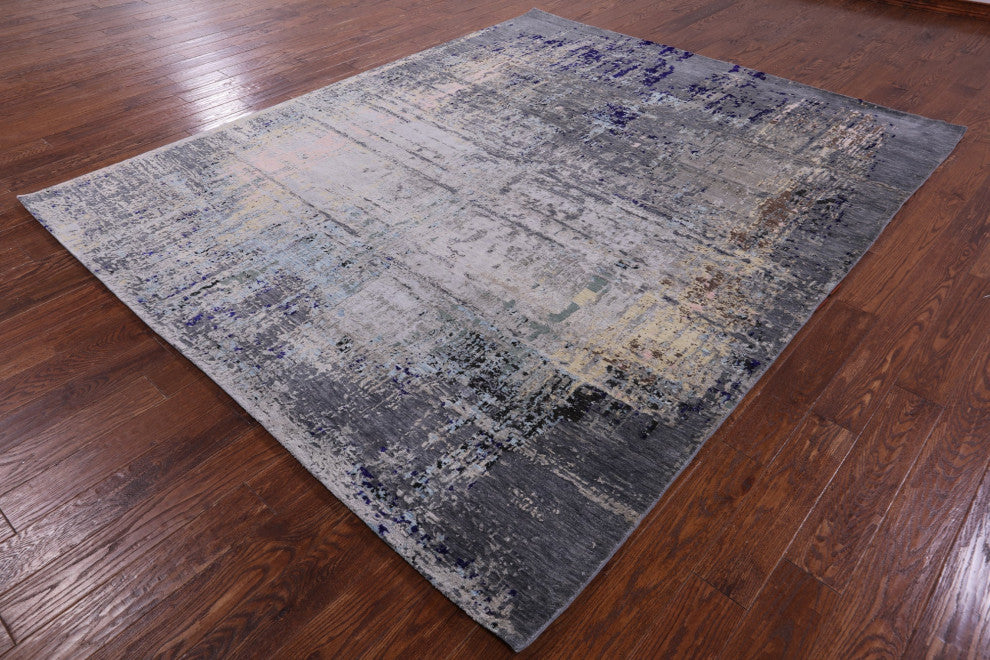 8' 1" X 9' 10" Abstract Wool & Silk Handmade Rug - Q13691