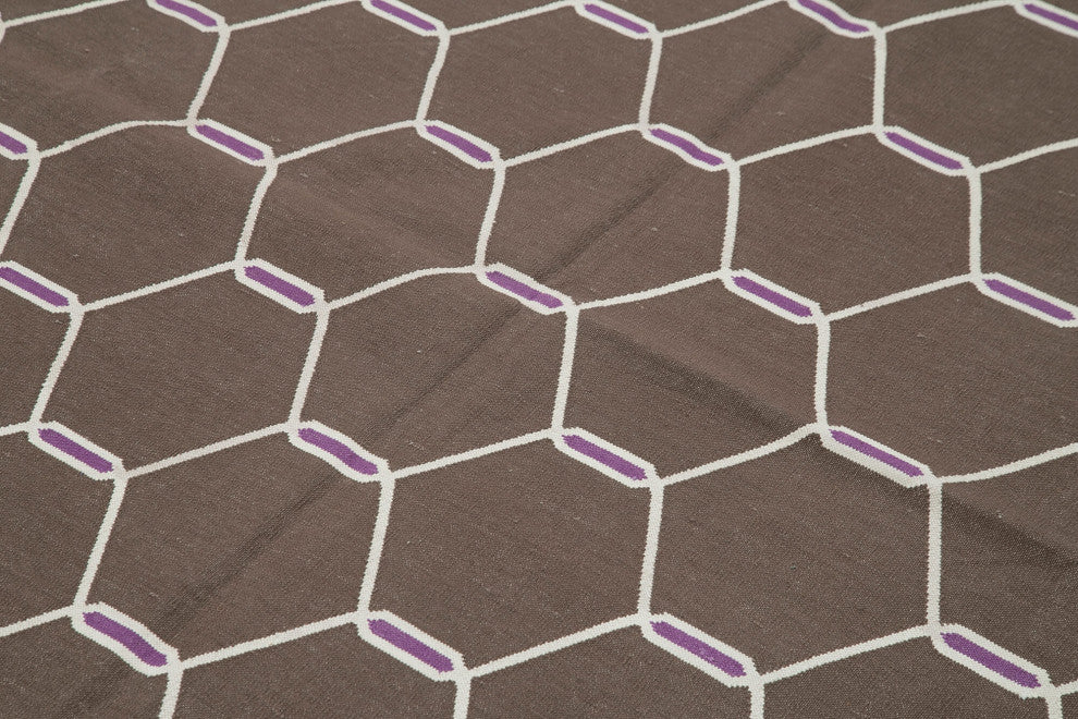 Rug N Carpet - Handmade Wool 6' 0'' x 8' 8'' Geometric Dhurrie Kilim Rug