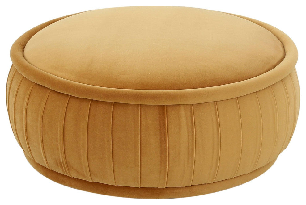 Rylee Sunset Orange Velvet Ottoman