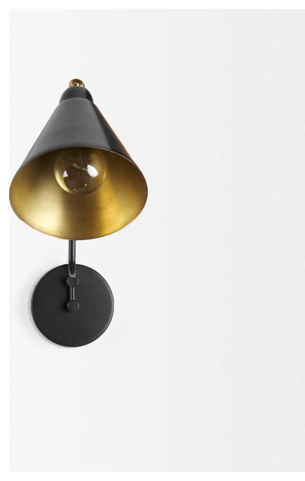 Cobalt 6Lx32W Black Metal Cone Shaped Swivel Wall Sconce