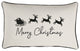 Merry Christmas Reindeer Sunbrella Canvas Natural/Black Outdoor Pillow, 13x20