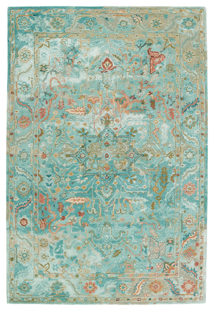 Cristobol Handmade Medallion Area Rug, Turquoise/Pink, 8'x10'