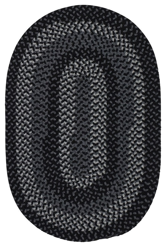 Colonial Mills Walden WN13 Black/Charcoal Wool Area Rug, Oval 8'x11'