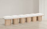 Pavilion Boucle Fabric Upholstered 6-Piece Modular Bench, Cream, Natural Finish