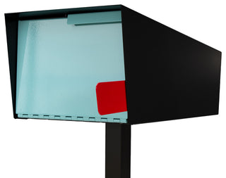 Post Mounted Mailbox, Two Tone Black, Black/Robin Egg, Post Included