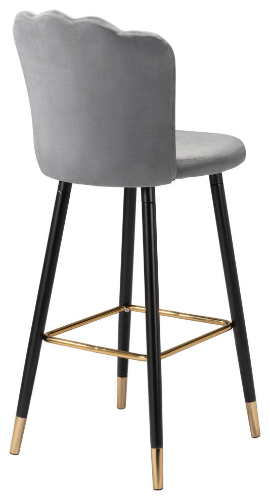 Bar Stool Chair Barstool, Steel Metal, Fabric, Gray, Black, Gold, Cafe
