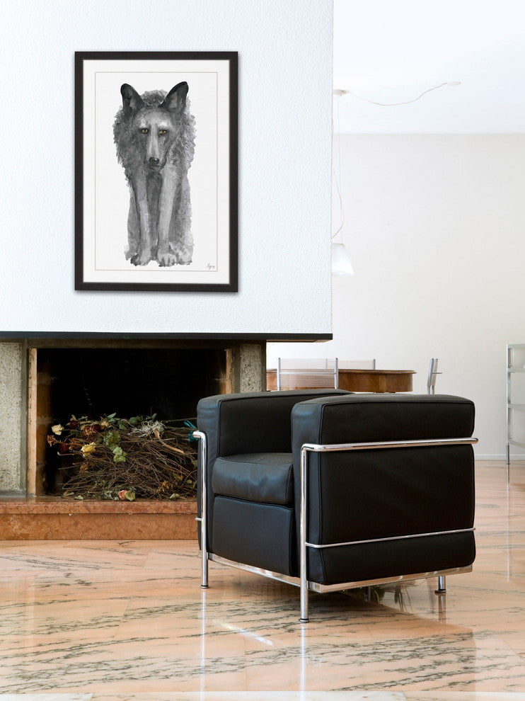 "The Grey Wolf" Framed Painting Print, 16"x24"