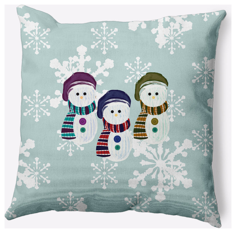Sock Snowmen Decorative Throw Pillow, Green-Gray, 26"x26"