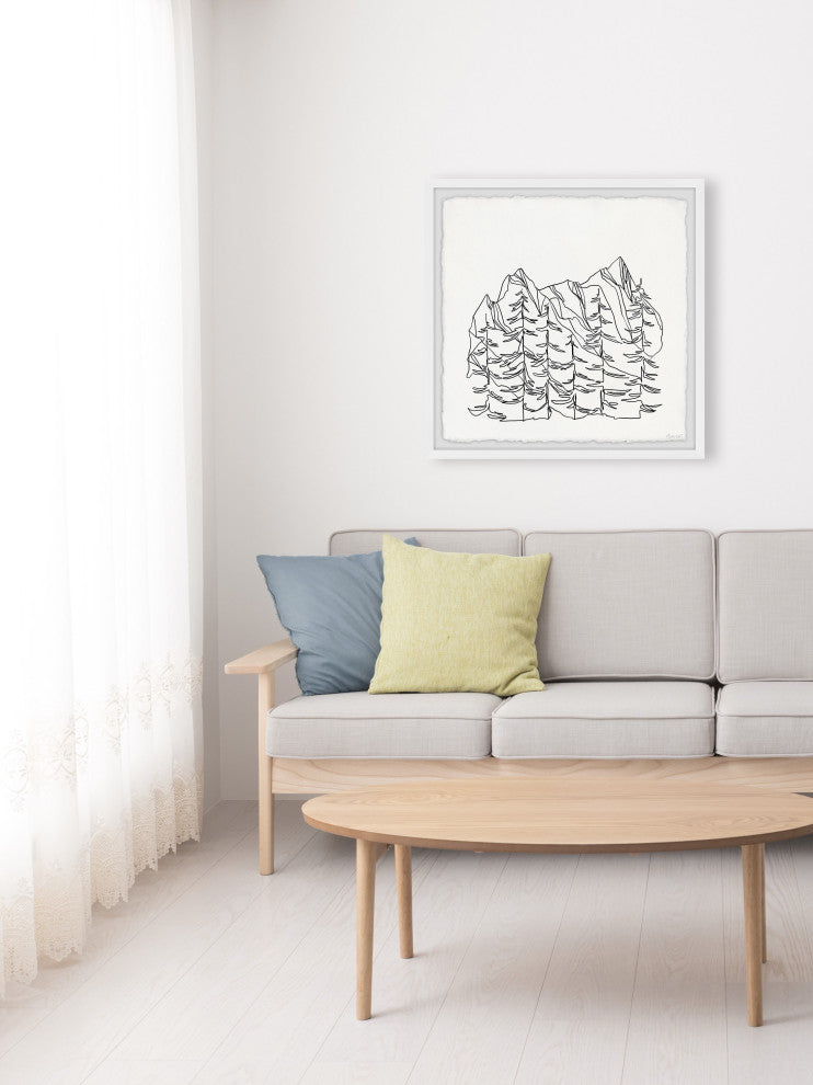 "Mountains Outline" Framed Painting Print, 24x24