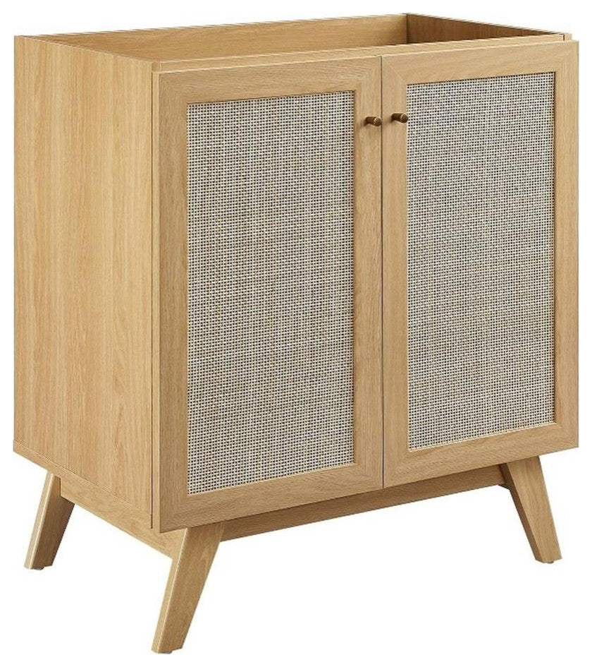 Modway Soma 30" Adjustable Shelf Wood Bathroom Vanity Cabinet in Oak