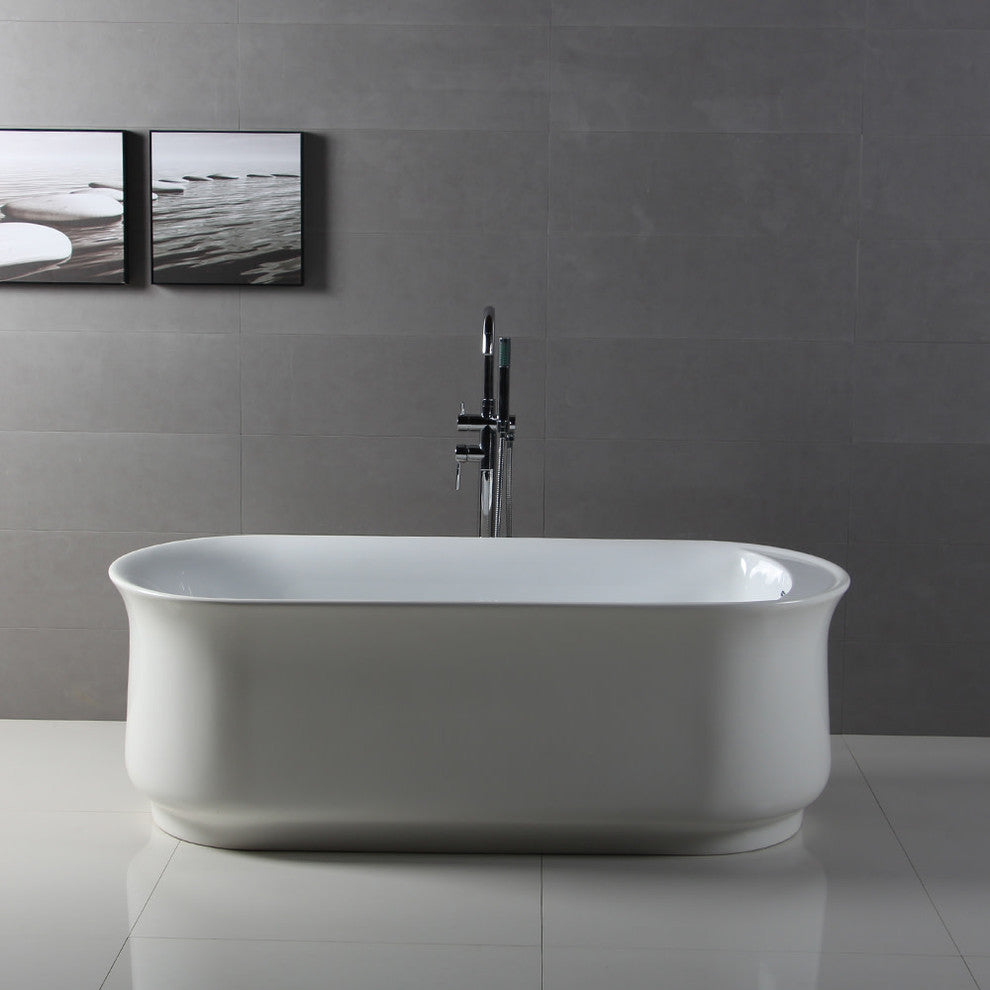 Aqua Eden 66" Acrylic Freestanding Double Ended Bathtub With Drain, White
