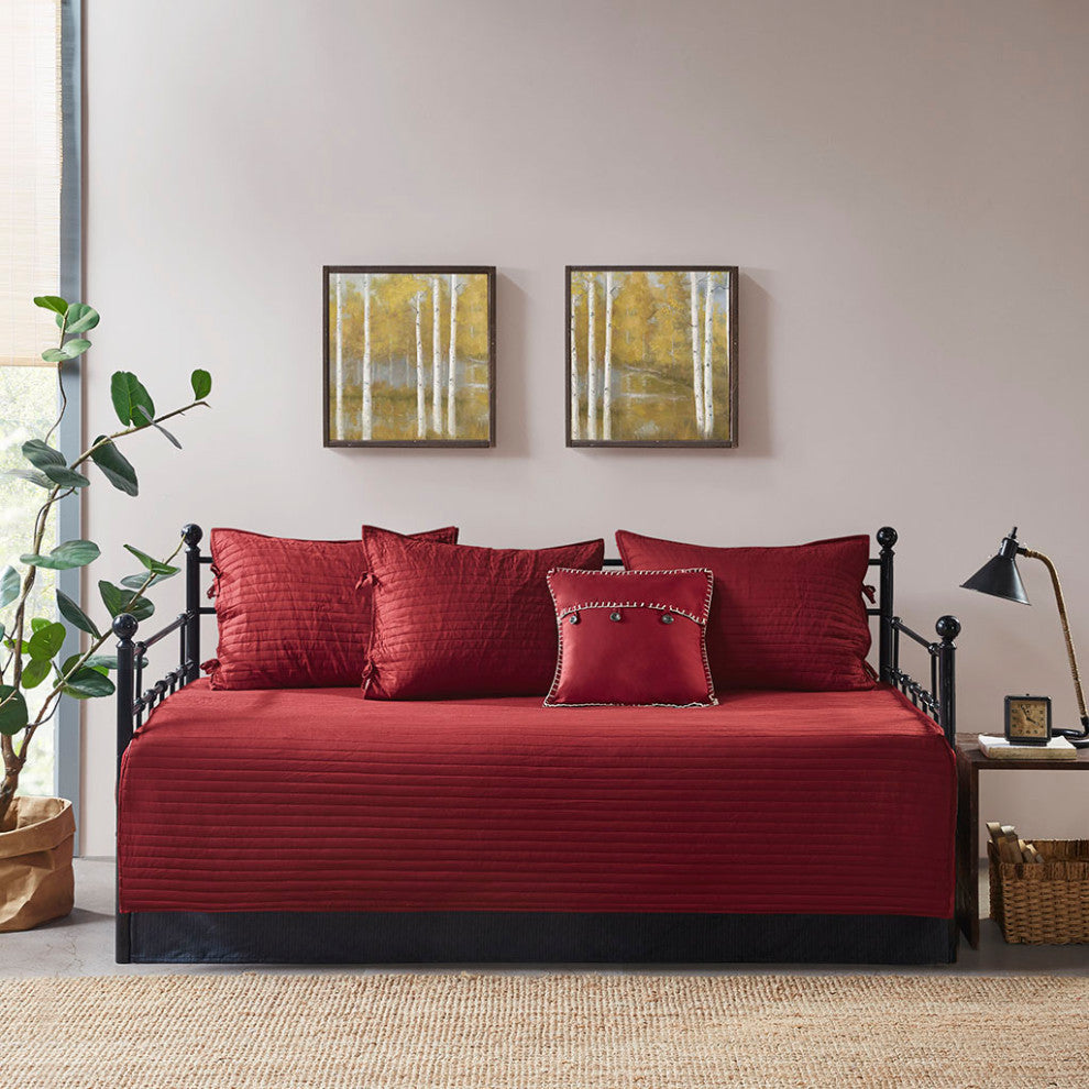 Madison Park Ridge 6 Piece Reversible Daybed Cover Set, Red