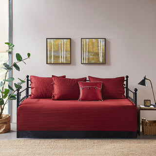 Madison Park Ridge 6 Piece Reversible Daybed Cover Set, Red