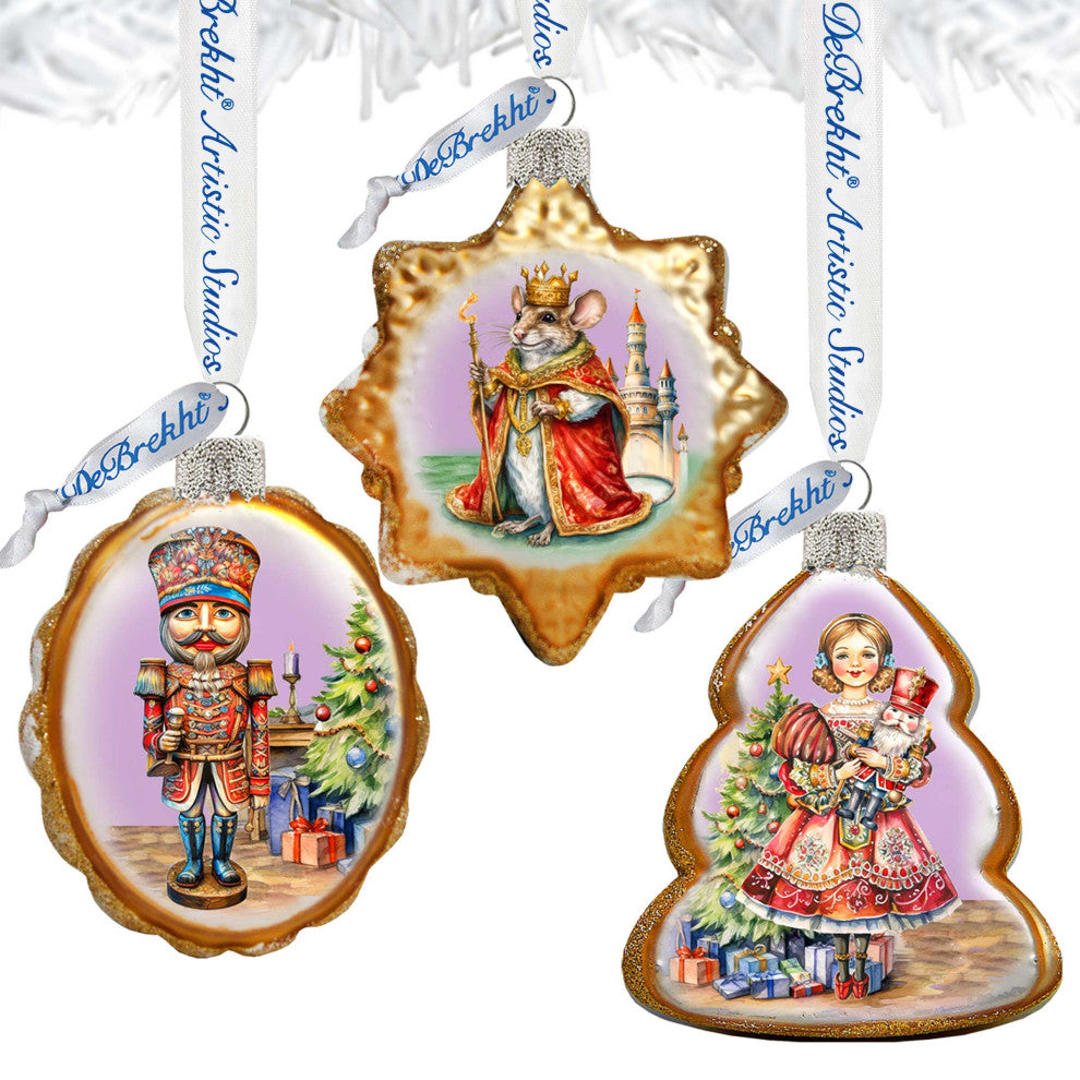 Nutrcracker Mercury Glass Ornaments Set of 3