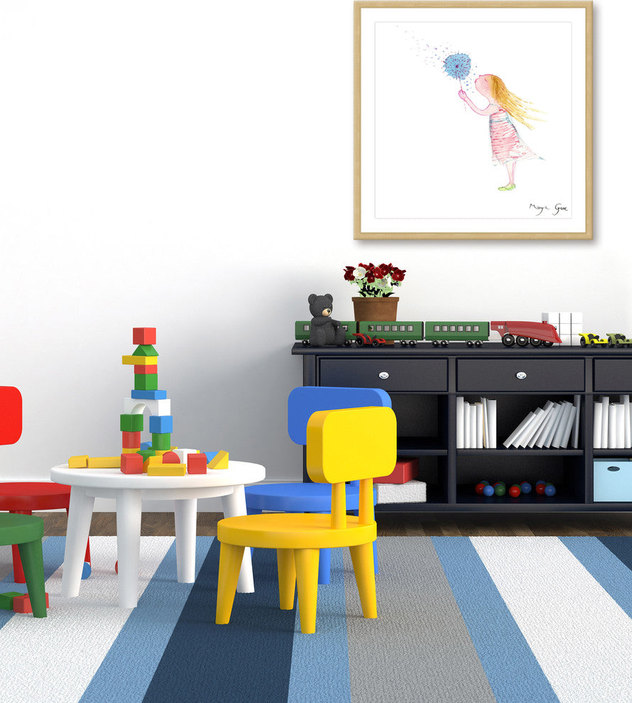 Marmont Hill, "Girl with Dandelion" by Maya Gur Framed Painting Print, 32x32