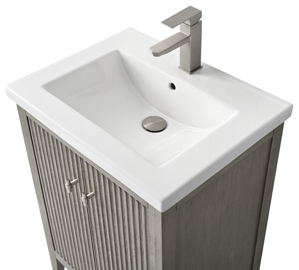 Vanity Art Freestanding Vanity, Driftwood Gray, 24", Single Sink, Brushed Nickel