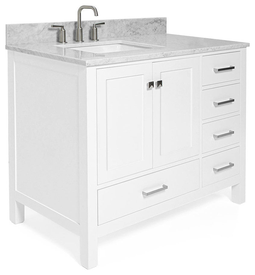 ARIEL Cambridge 43" Left Rectangle Sink Bath Vanity Carrara Marble