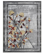 MACHINE MADE HEATSET POLYPROPYLENE AREA RUGS -Silver Color,Floral Design