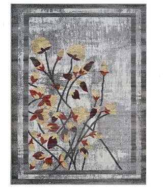 MACHINE MADE HEATSET POLYPROPYLENE AREA RUGS -Silver Color,Floral Design