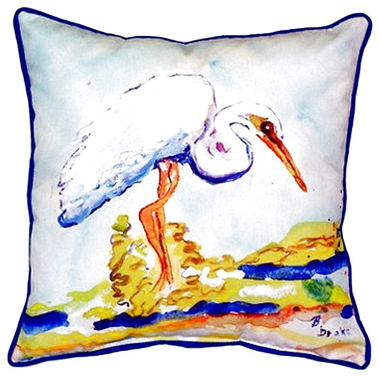 Betsy's Egret Small Indoor/Outdoor Pillow 12x12 - Set of Two