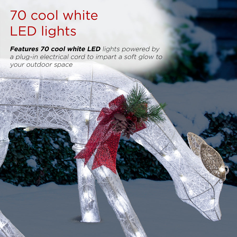 White Grazing Light Up Mesh Deer DÃ©cor