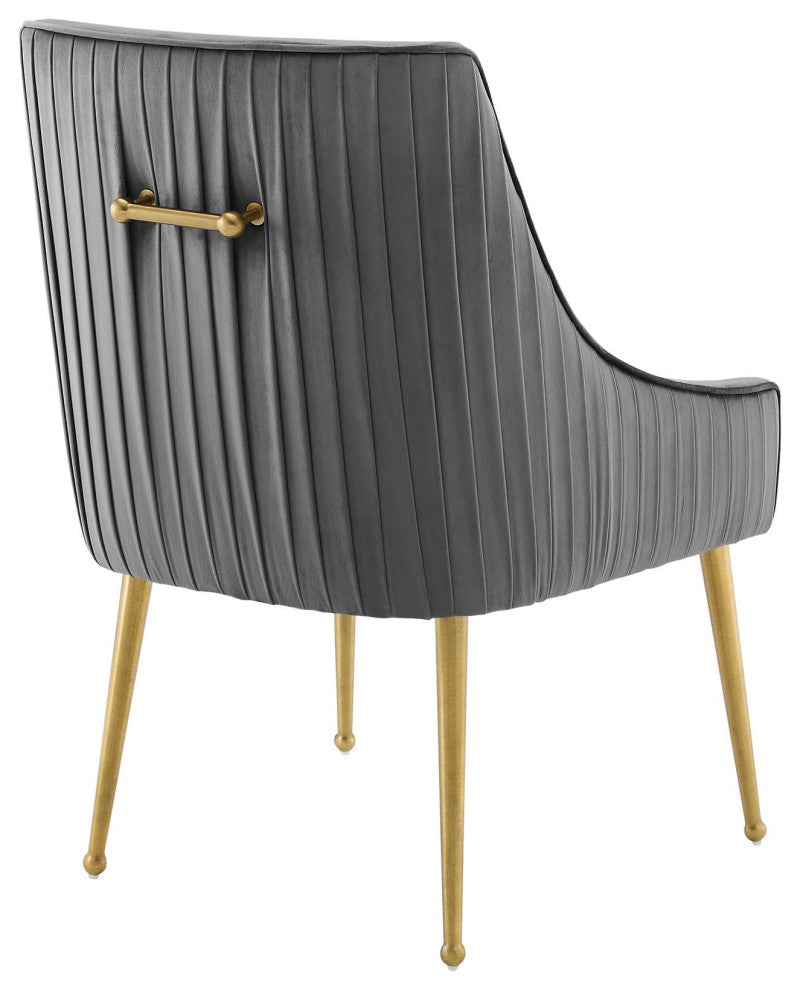 Discern Pleated Back Upholstered Performance Velvet Dining Chair Set of 2 - Gray