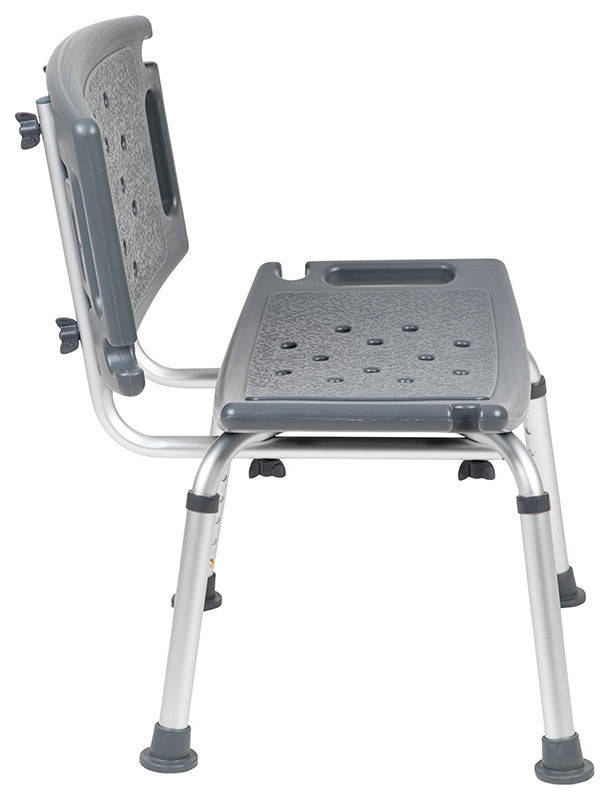 300 Lb. Capacity, Adjustable Bath and Shower Chair With Extra Large Back, Gray