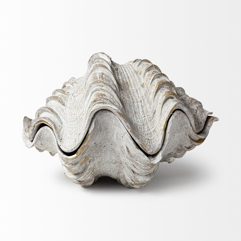 Large 3D Whitewash Seashell Sculptural Box
