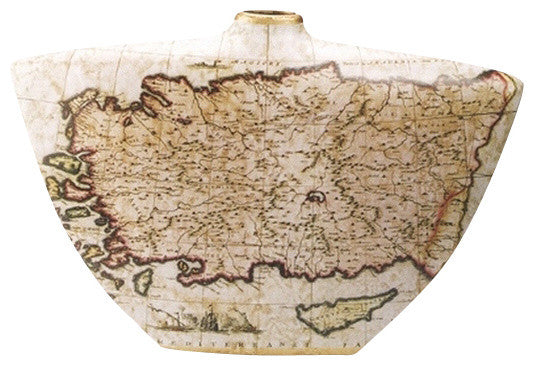 Porcelain Nautical Map Vase