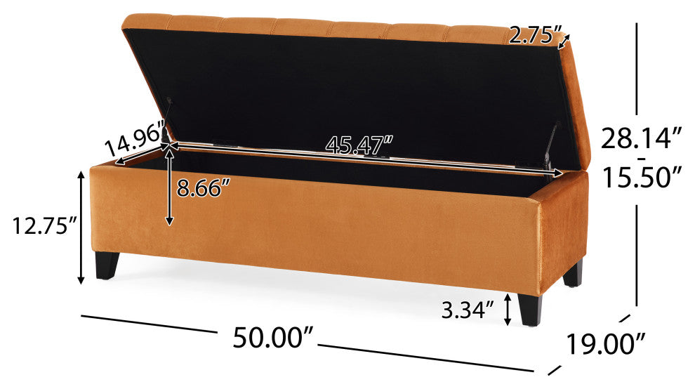 GDF Studio Santa Rosa Tufted Storage Ottoman Bench, Apricot