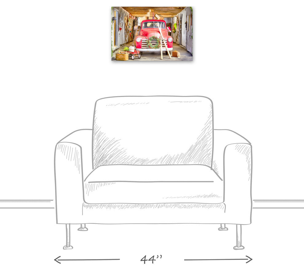 Vintage Christmas Truck 12x18 Canvas Wall Art