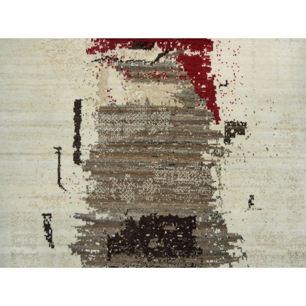 Parchment White Lori Buft Gabbeh Wool Hand Knotted Oriental Rug, 4'x6'