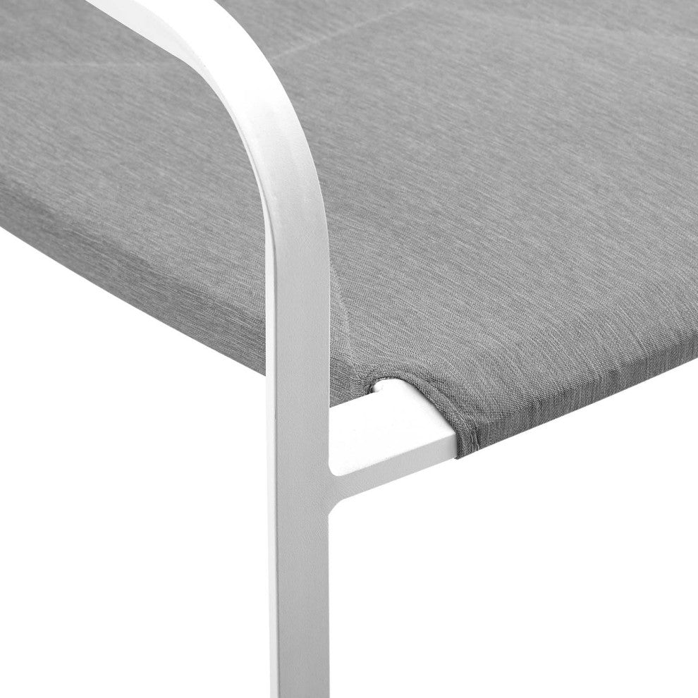 Raleigh Stackable Outdoor Patio Aluminum Dining Armchair, White Gray