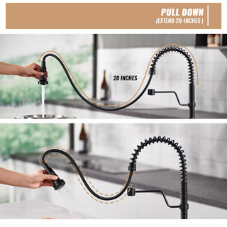 Single Handle Kitchen Faucet 1.8 GPM with Pull Down with Three Functions, Matte Black