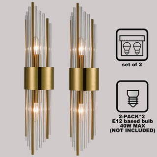 Modern Crystal Wall Sconce Set of 2, Gold
