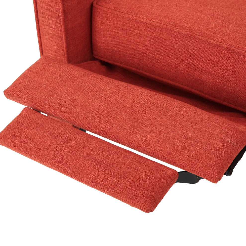 GDF Studio Macedonia Mid-Century Modern Button Tufted Fabric Recliner, Muted Orange Fabric