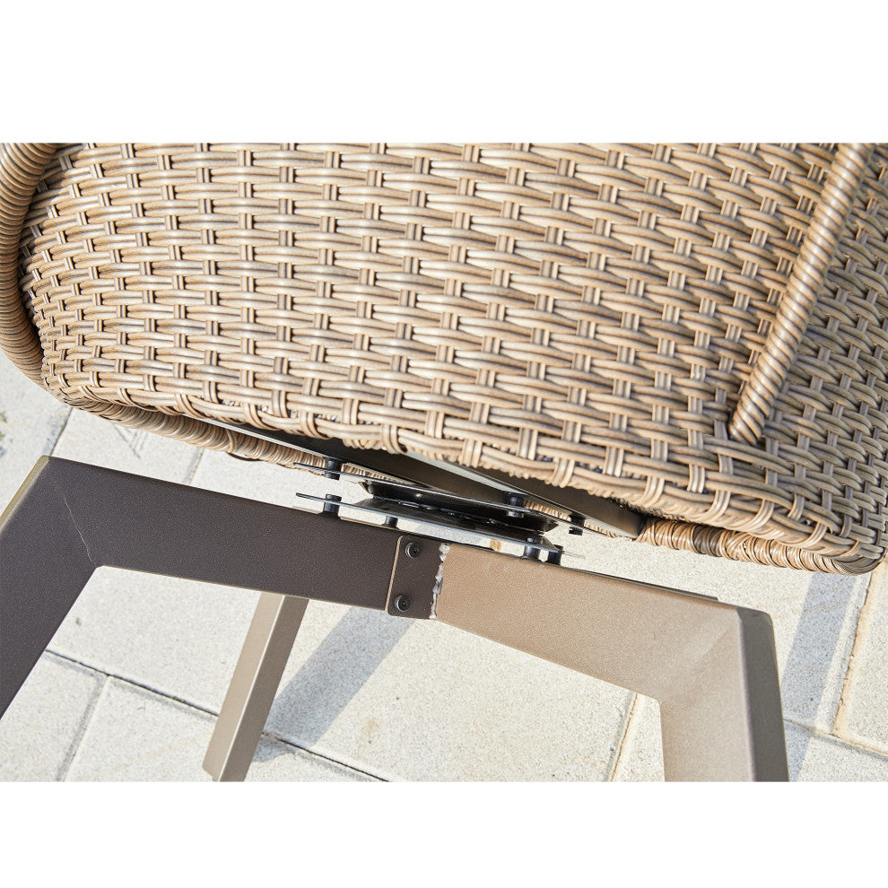 2 Pieces Patio Furniture Sets Outdoor Rotatable Chair Rattan Chair Set, Grey
