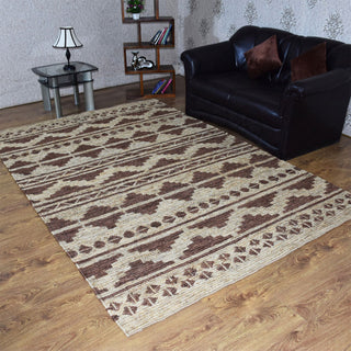 HAND KNOTTED SUMAK JUTE ECO-FRIENDLY SOLID AREA RUG,Brown Beige,Oriental,Outdoor, [Rectangle] 5'x8'