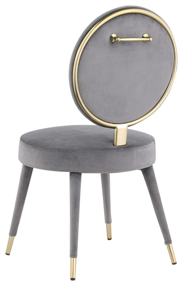 Brandy Velvet Upholstered Dining Chair, Set of 2, Gray