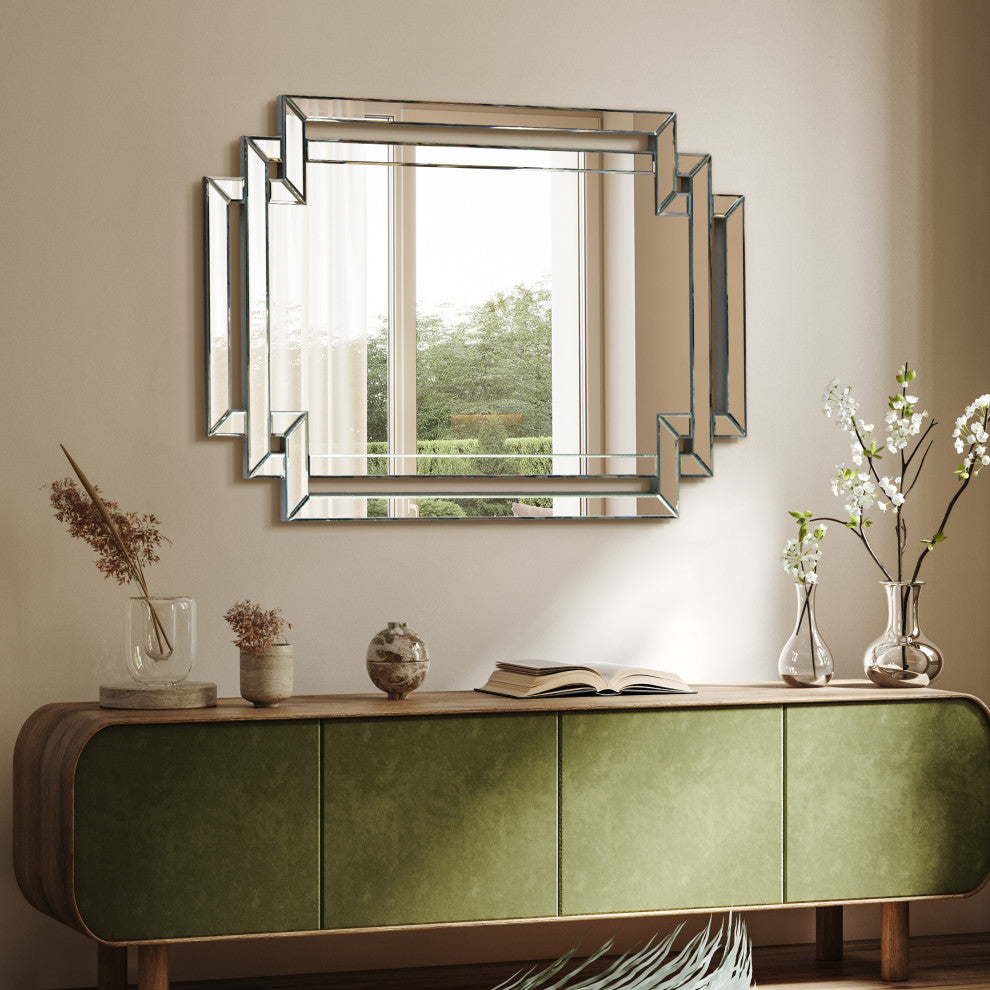 Crosspath Beveled Framed Wall Mirror