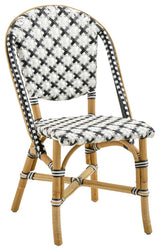 Sofie Rattan Bistro Side Chair, Star Weave, Grey / Black / White