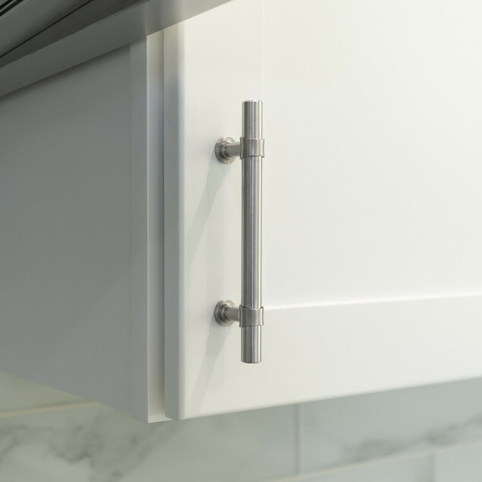Brushed Nickel Handle Pull 7-1/2" (192mm) Hole Centers, 10" Overall Length