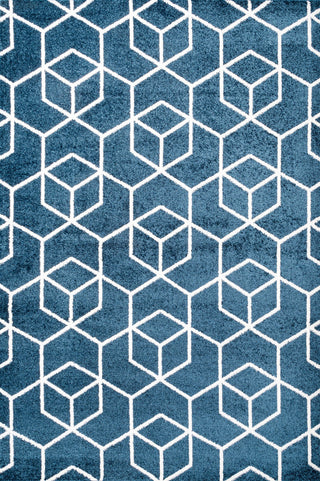Tumbling Blocks Modern Geometric Navy/White 5'x8' Area Rug