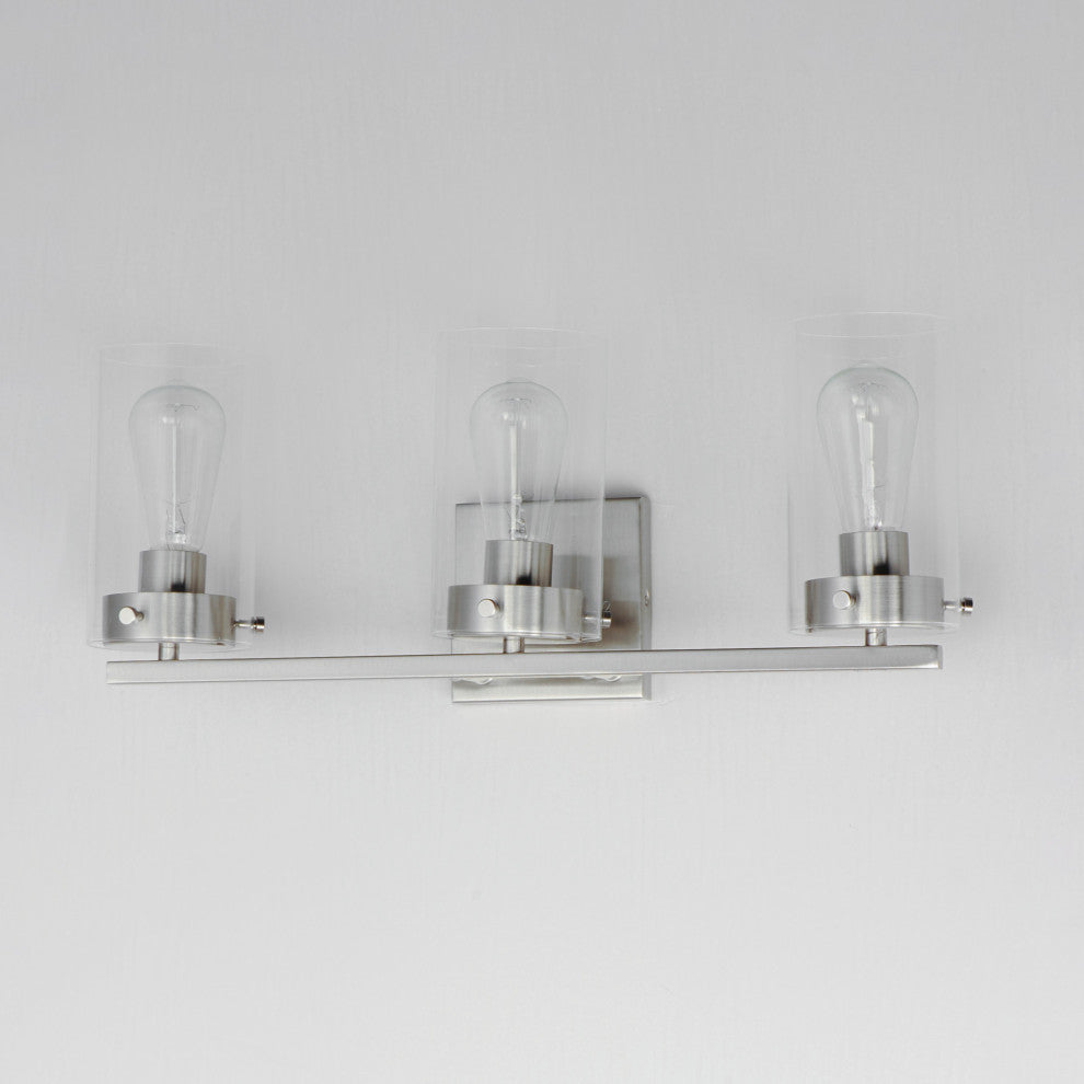 Maxim 12403CL Pinn 3 Light 21"W Vanity Light - Satin Nickel
