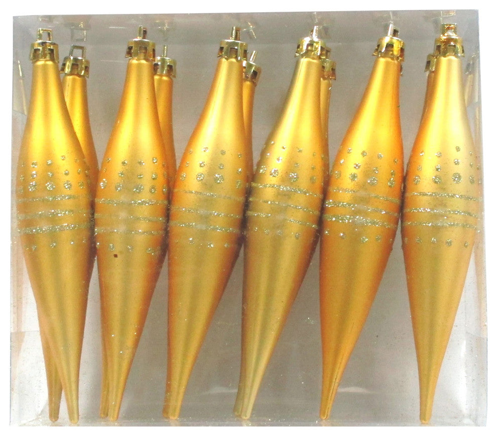 Gold Finial Ornament With Dot Design 12-Pack