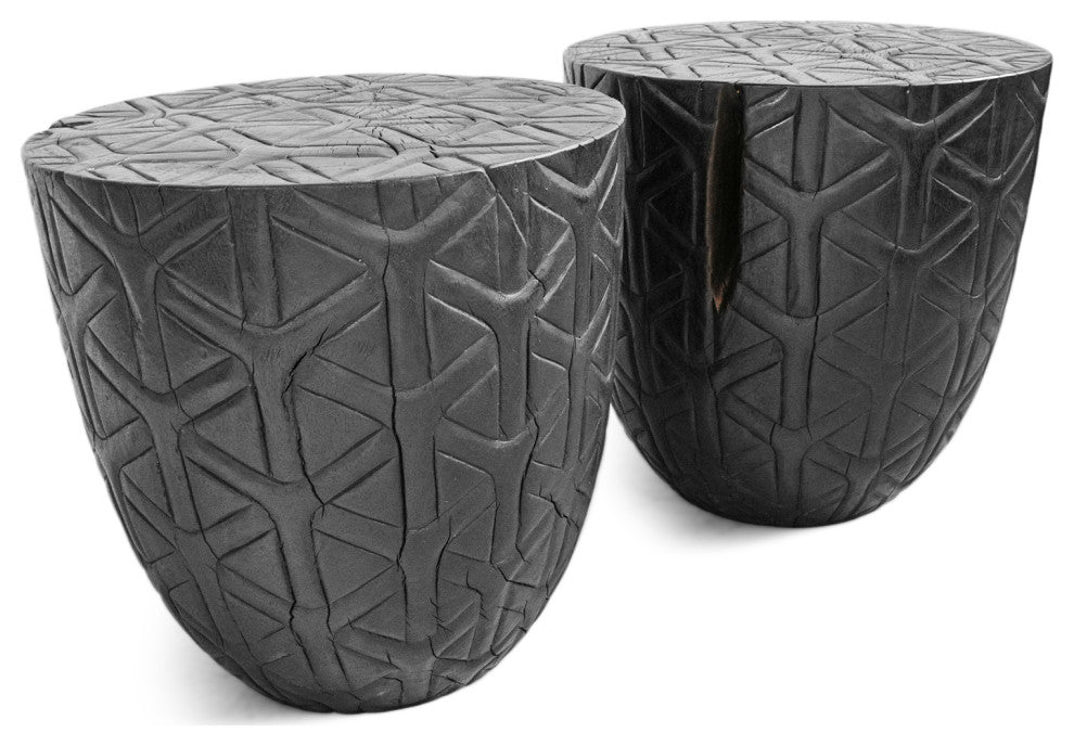 Ebony Gumdrop Cane Print Stool / Side Table