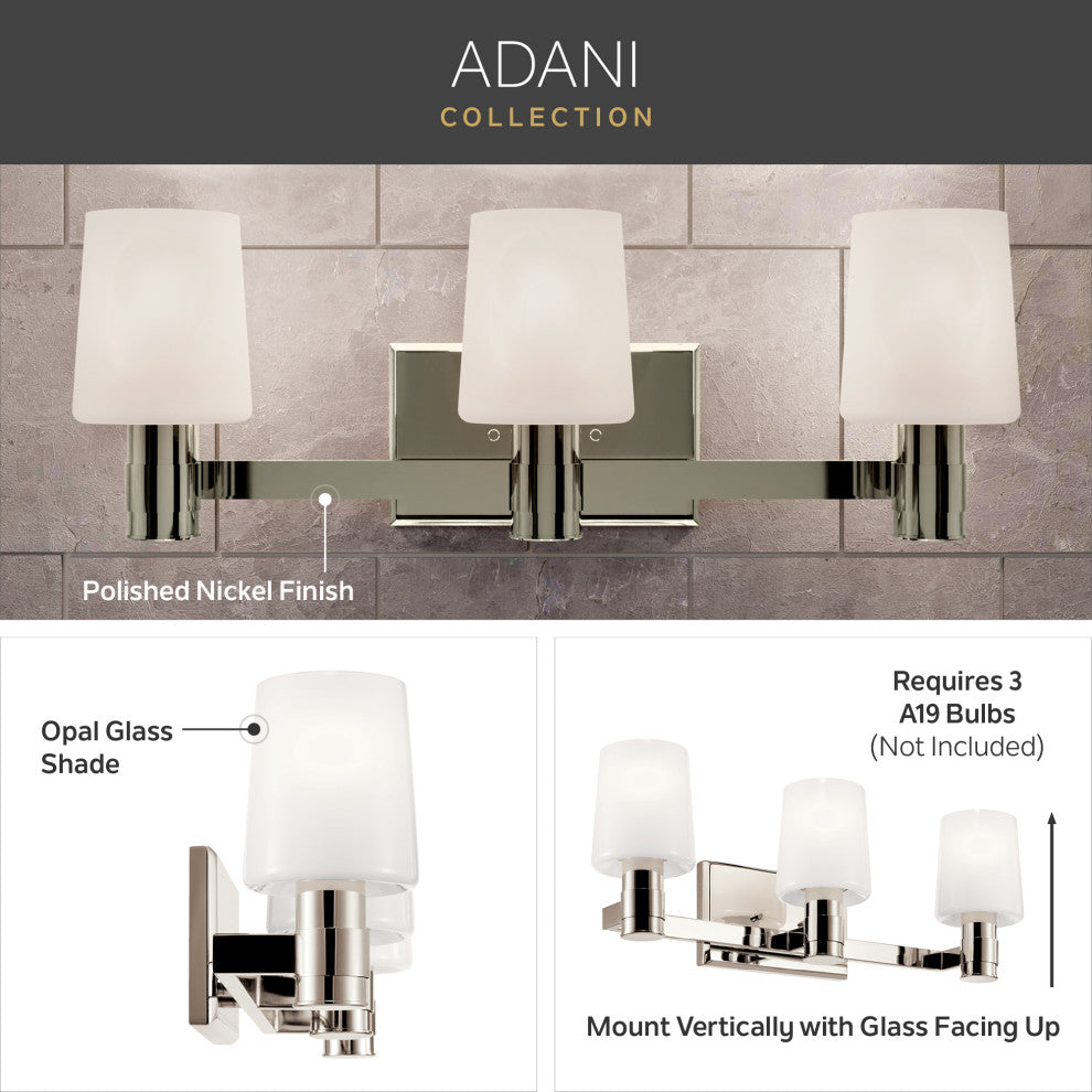 Adani 30" 4 Light Vanity With Opal Glass, Polished Nickel